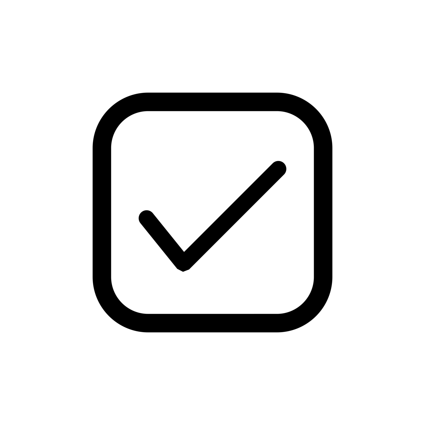 The image features a simple and cheerful outline of a tree, with a thick trunk and a full, rounded canopy made of leaves. The tree is represented in a solid black color against a white background.