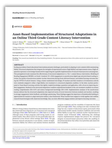 ILA award-winning paper on structured teacher adaptations